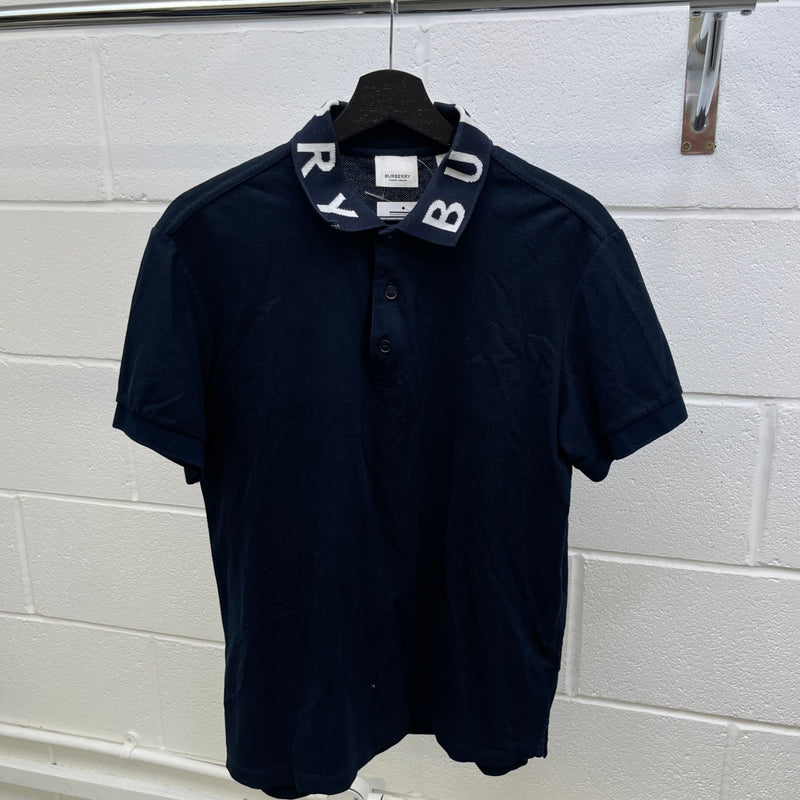 Men's Collar Logo Polo Shirt Navy Size S