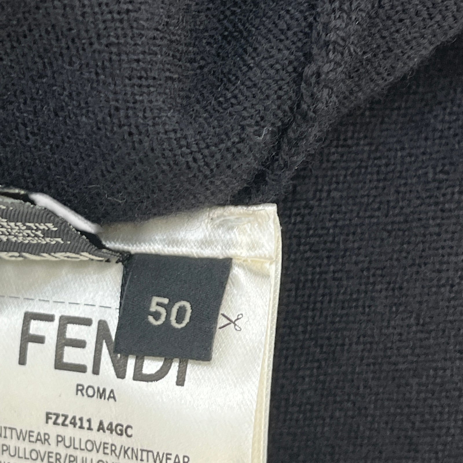 Men's Zucca FF Monogram Neck Logo Jumper Black Size L - Photo 8