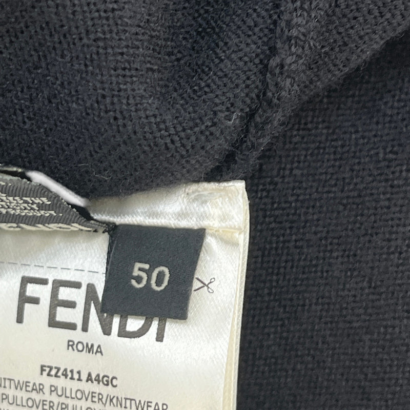 Men's Zucca FF Monogram Neck Logo Jumper Black Size L