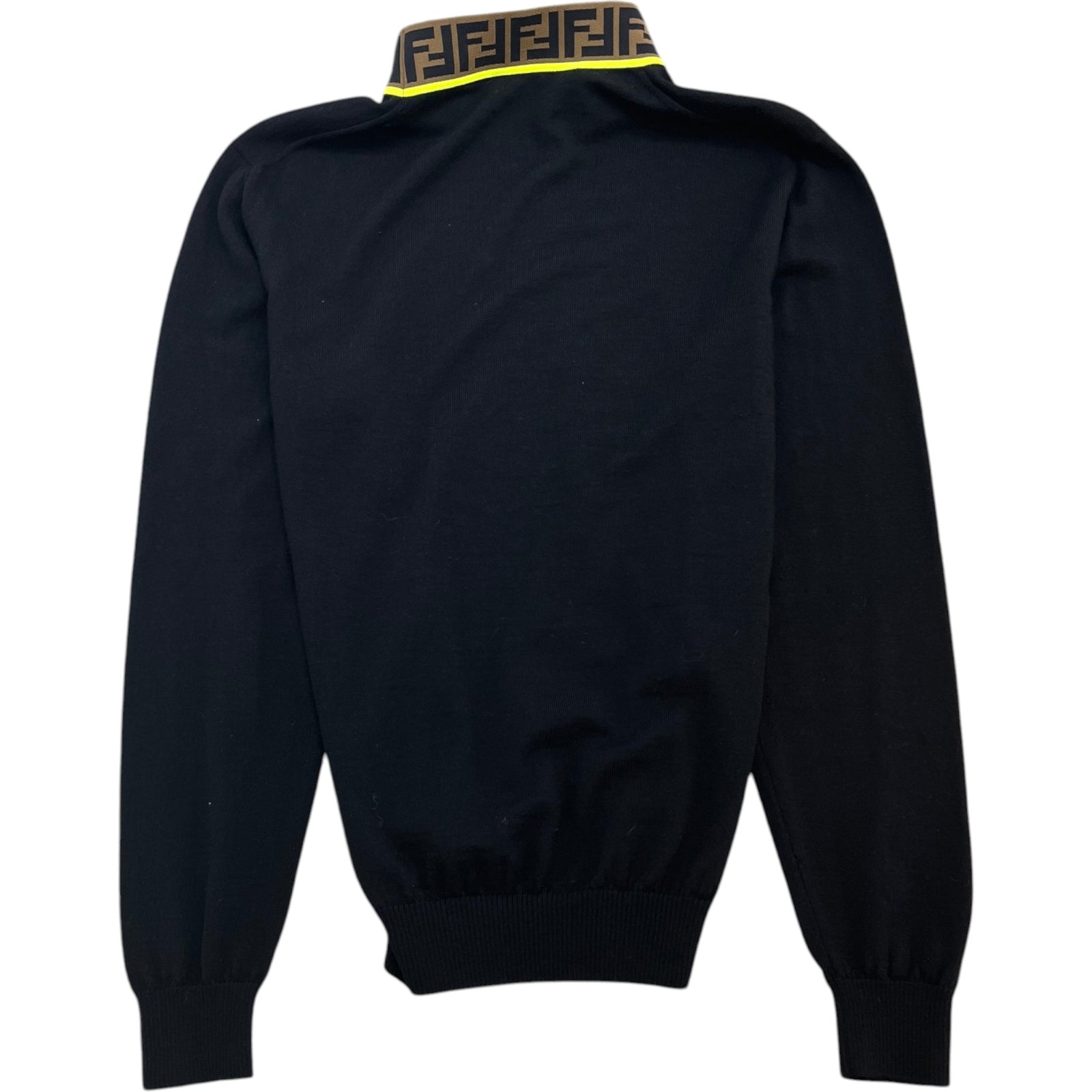 Men's Zucca FF Monogram Neck Logo Jumper Black Size L - Photo 2