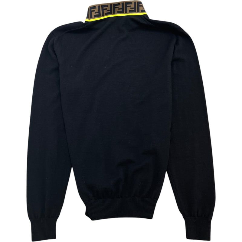 Men's Zucca FF Monogram Neck Logo Jumper Black Size L