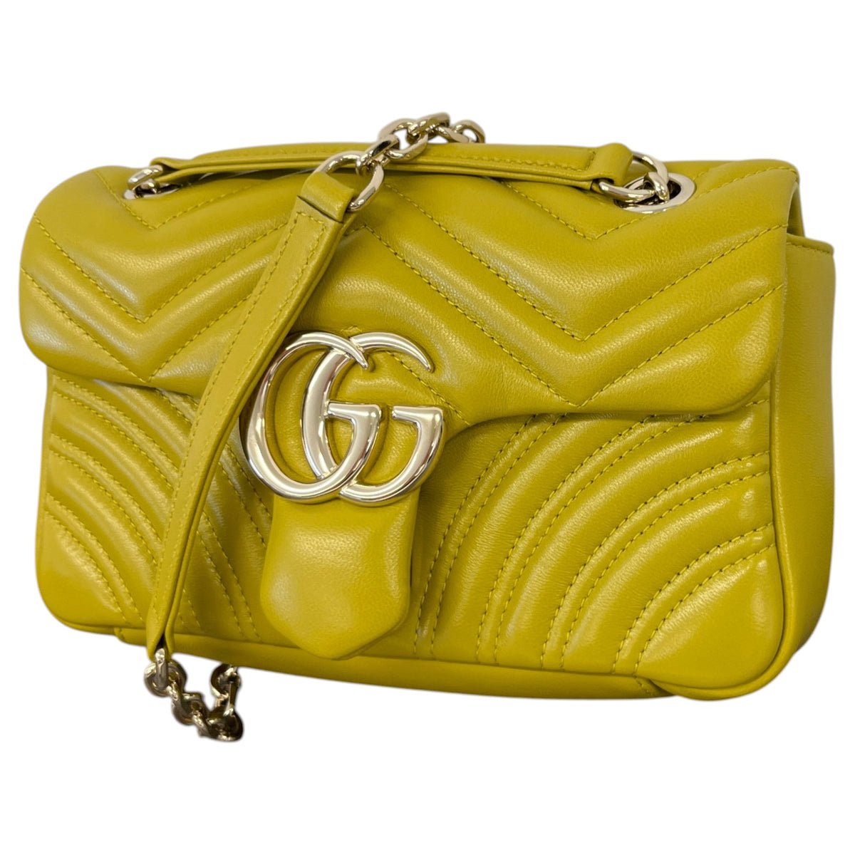 Women's GG Marmont Mini Shoulder Handbag Yellow - Photo 5