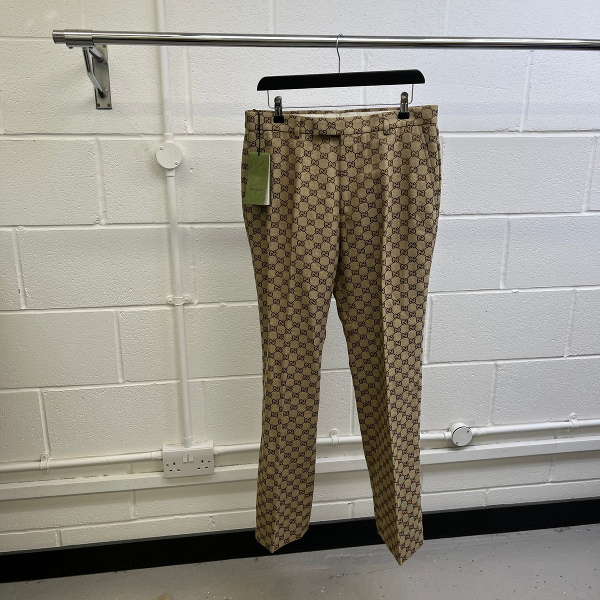 Men's GG Canvas Tailored Trousers Beige Size M / W32 - Photo 7