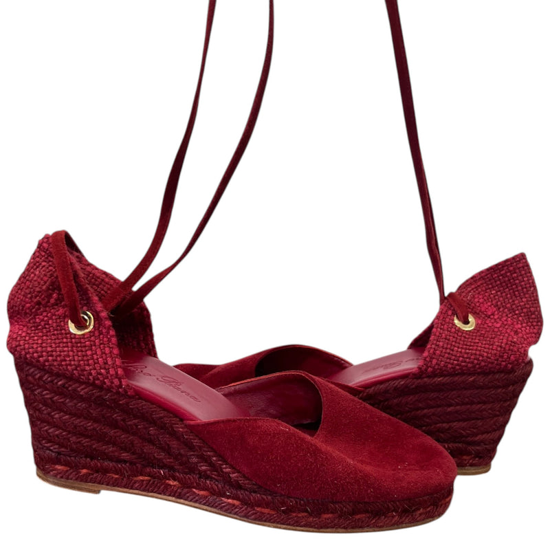 Women's Gladiator Wedge Espadrille Heels Burgundy Size UK 3 / EU 36