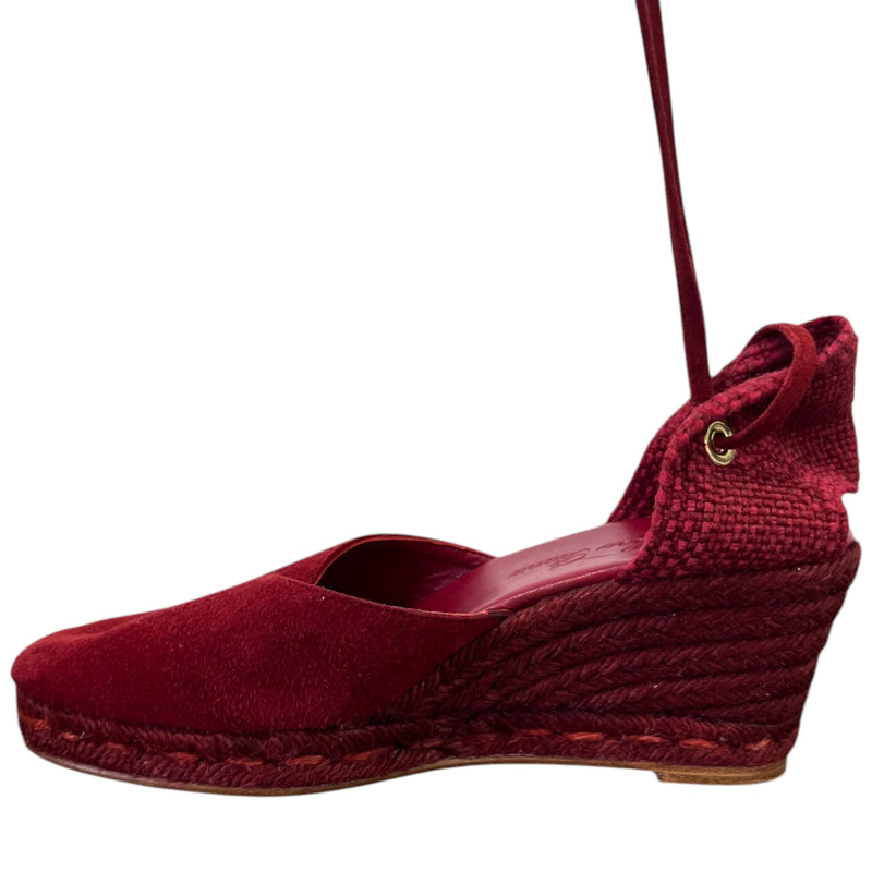 Women's Gladiator Wedge Espadrille Heels Burgundy Size UK 3 / EU 36