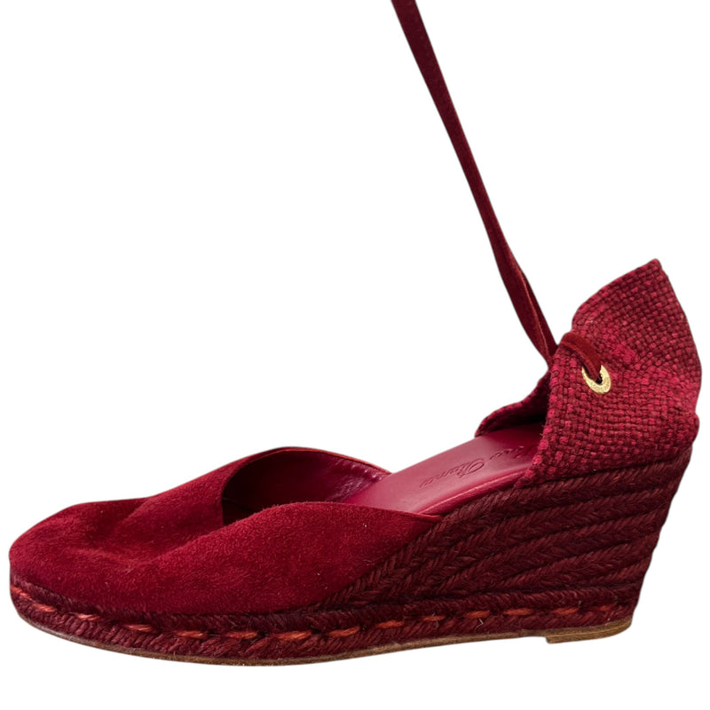 Women's Gladiator Wedge Espadrille Heels Burgundy Size UK 3 / EU 36