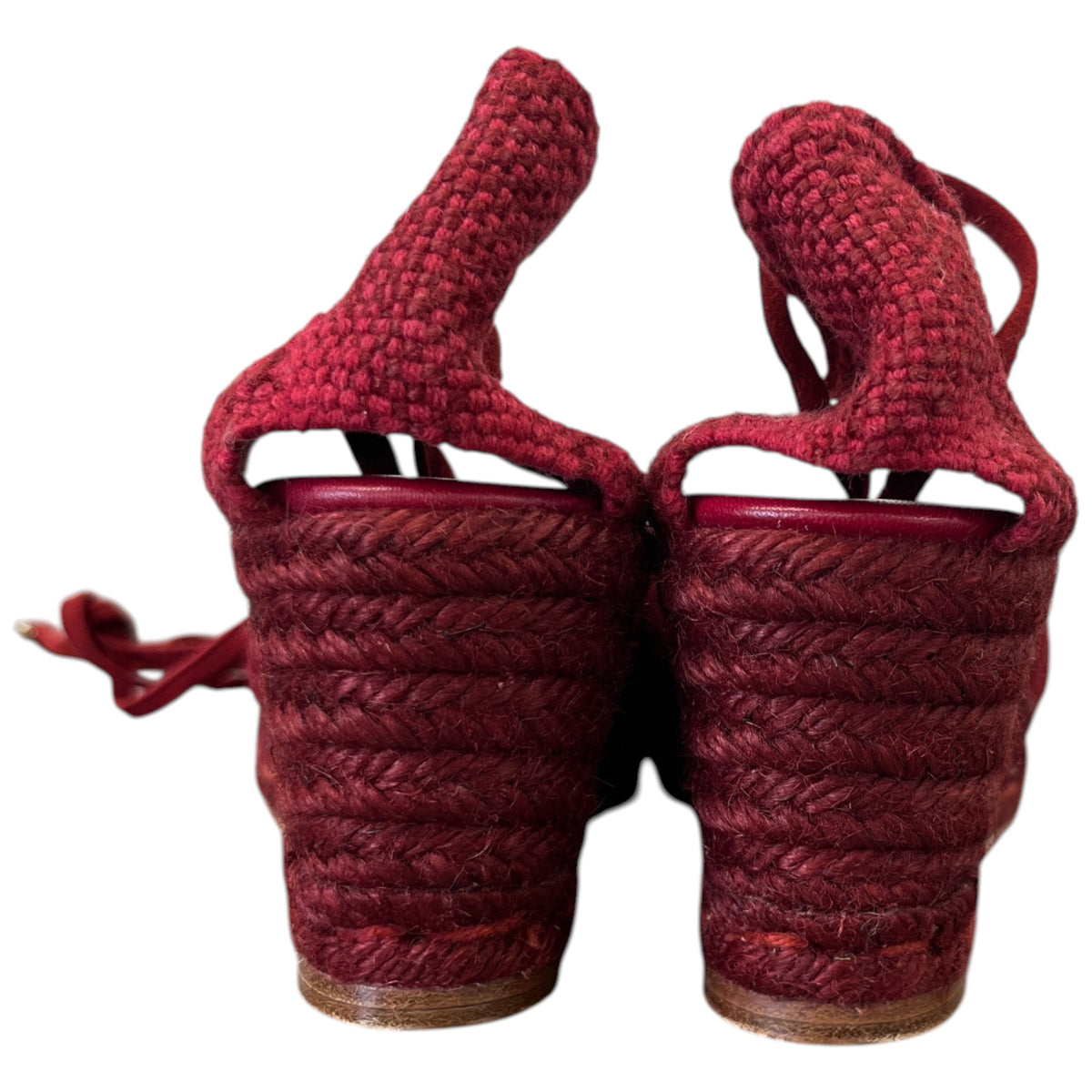 Women's Gladiator Wedge Espadrille Heels Burgundy Size UK 3 / EU 36 - Photo 7