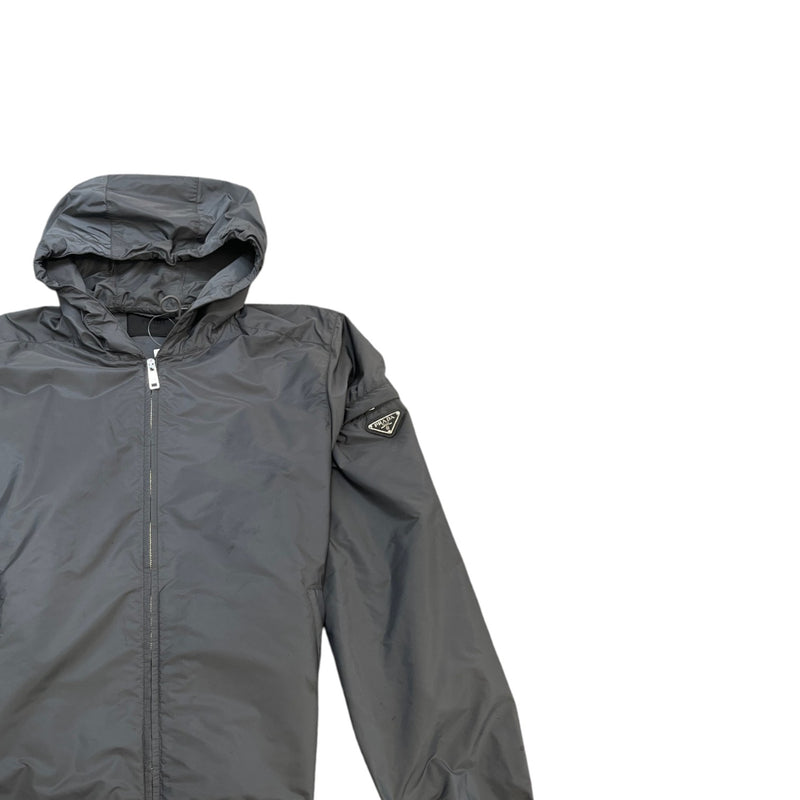 Men's Plaque Logo Windbreaker Grey Size L