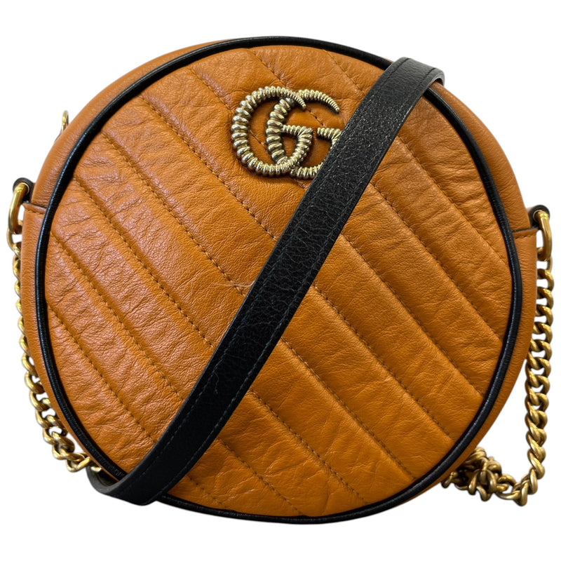 Women's GG Marmont Mini Round Crossbody Bag Orange