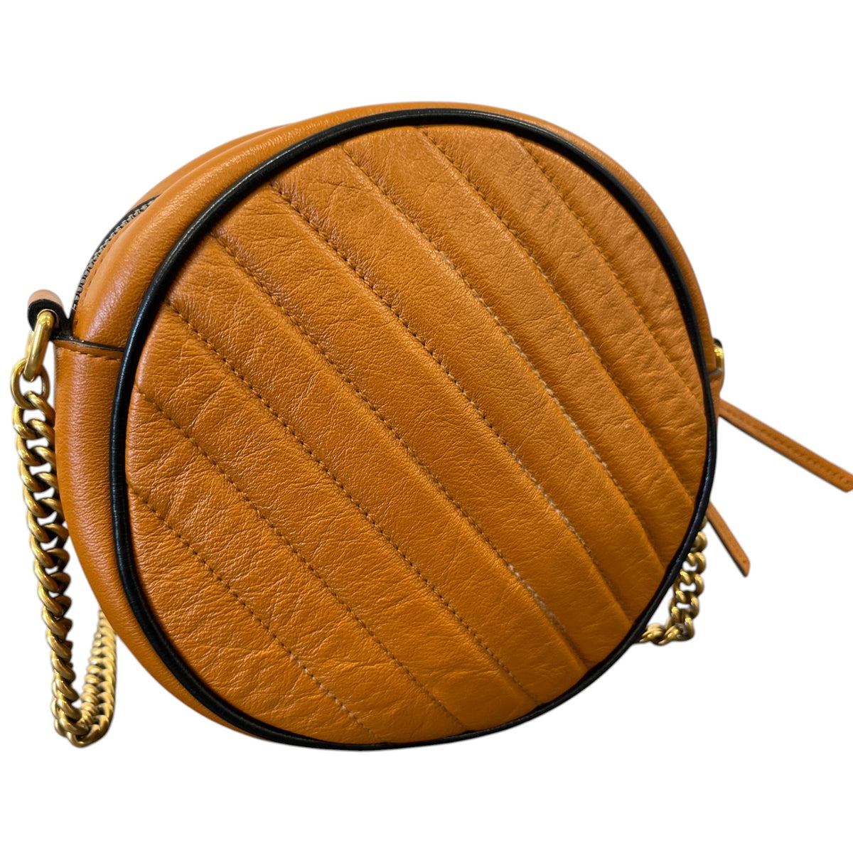 Women's GG Marmont Mini Round Crossbody Bag Orange - Photo 8