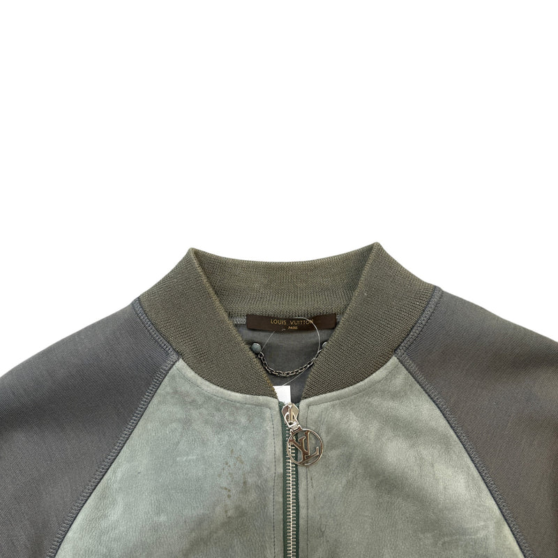Men's LV Logo Zipper Jacket Green Size XS