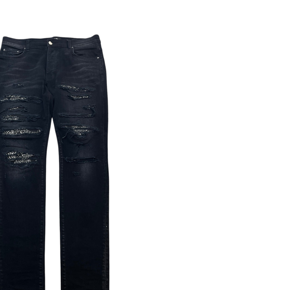 Men's MX1 Distressed Bandana Jeans Black Size W33 - Photo 3