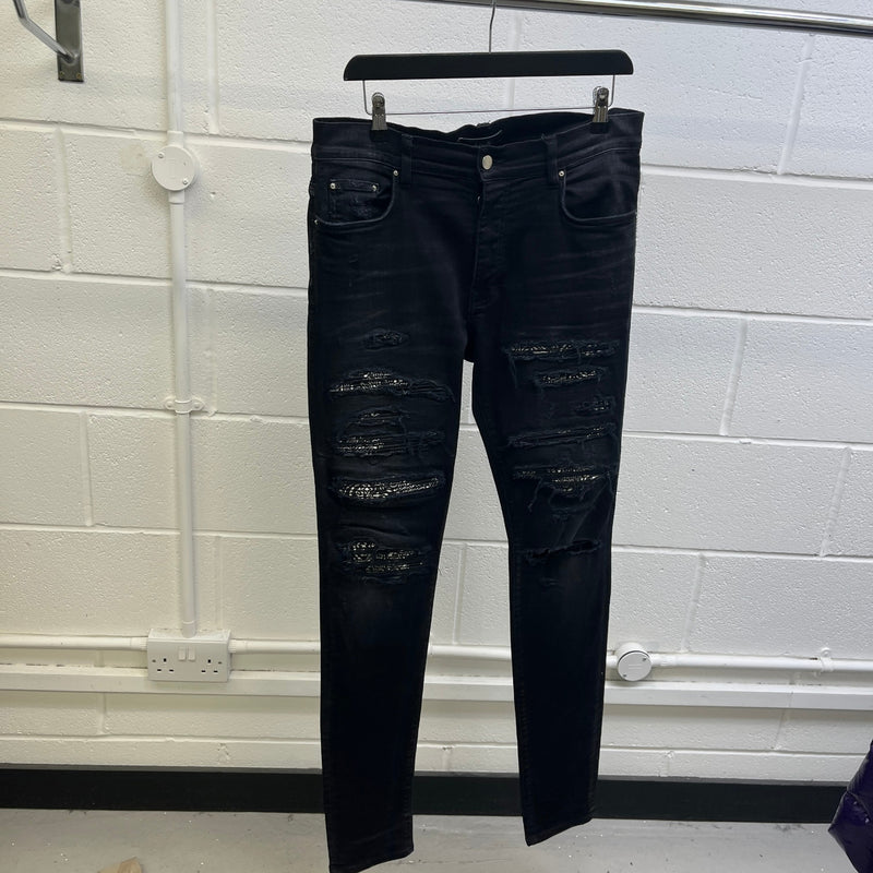 Men's MX1 Distressed Bandana Jeans Black Size W33