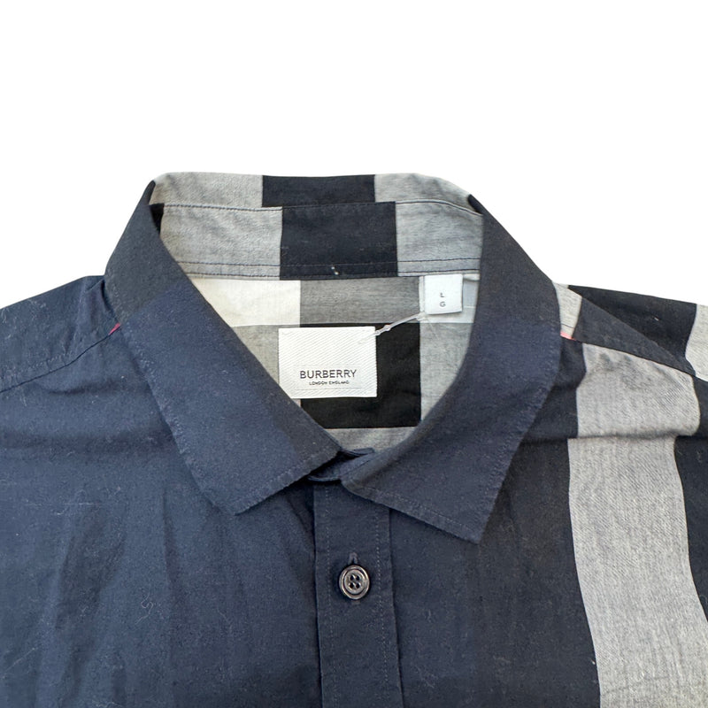 Men's Check Button Down Shirt Navy Size L
