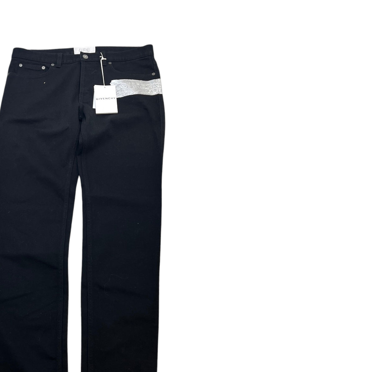 Men's Embossed Metallic Logo Jeans Black Size M / W32 - Photo 3