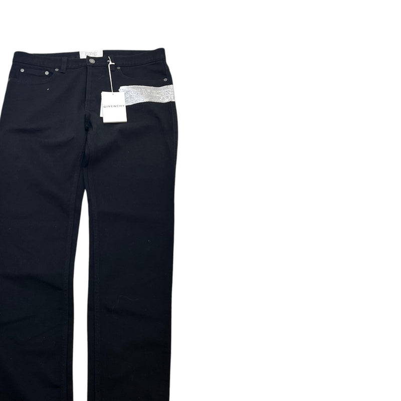Men's Embossed Metallic Logo Jeans Black Size M / W32