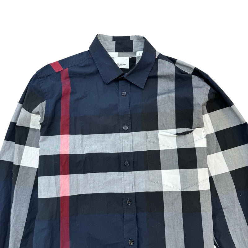 Men's Check Button Down Shirt Navy Size L