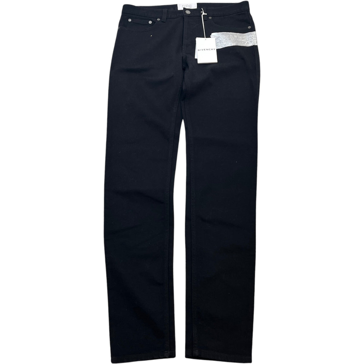 Men's Embossed Metallic Logo Jeans Black Size M / W32 - Photo 1