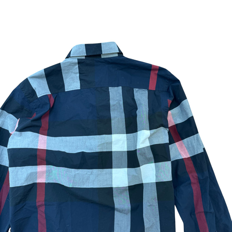 Men's Check Button Down Shirt Navy Size L