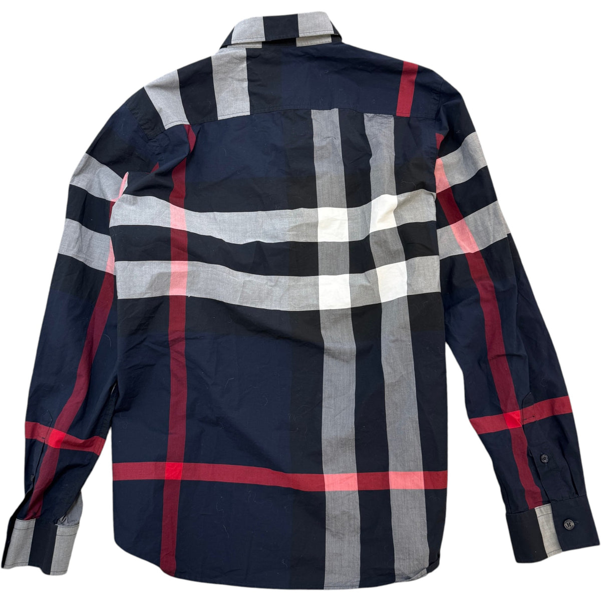Men's Check Button Down Shirt Navy Size L - Photo 2