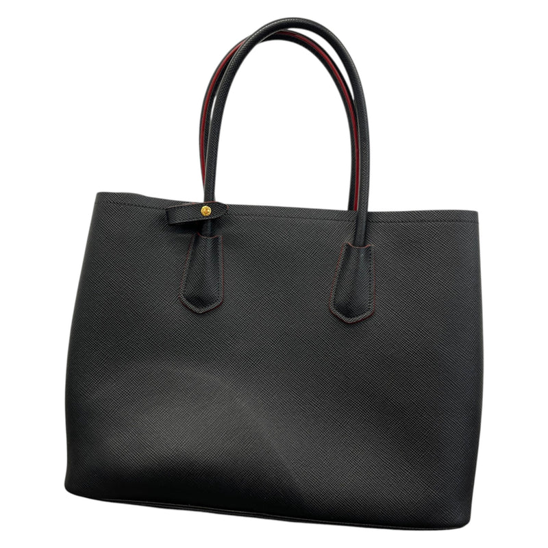 Women's Large Cuir Double Tote Handbag Black