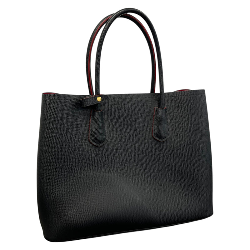 Women's Large Cuir Double Tote Handbag Black