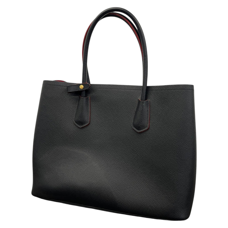 Women's Large Cuir Double Tote Handbag Black