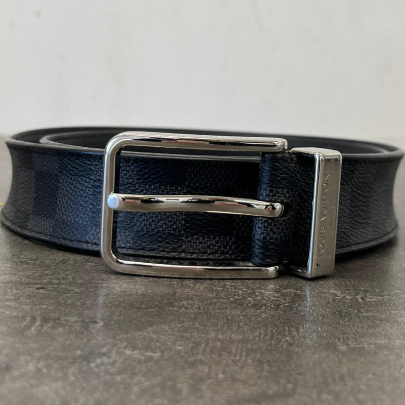 Men's Damier Graphite Belt Black Size Waist 32"