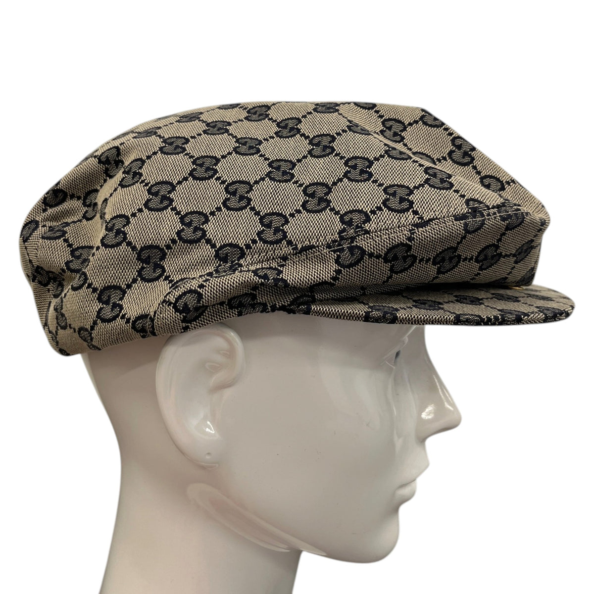 Men's GG Supreme Flat Cap Beige Size XL - Photo 5