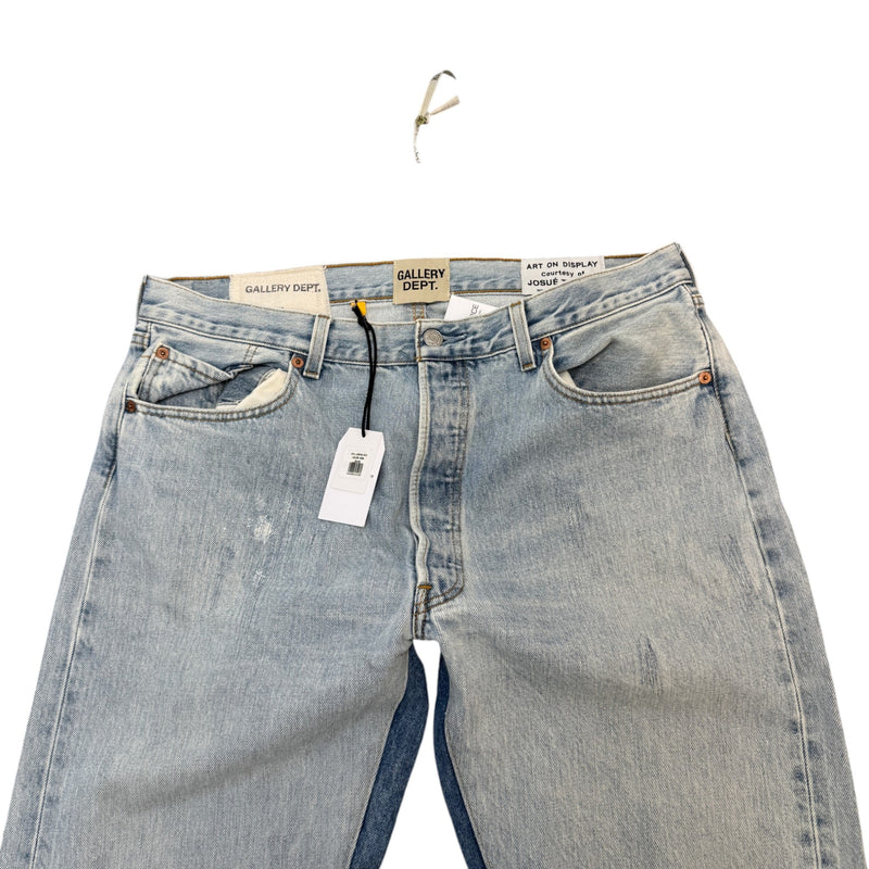 Men's Panelled Flare Jeans Blue Size L / W34