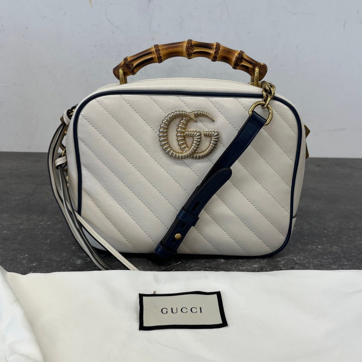Women's Torchon Marmont Bamboo Handbag Cream - Photo 12