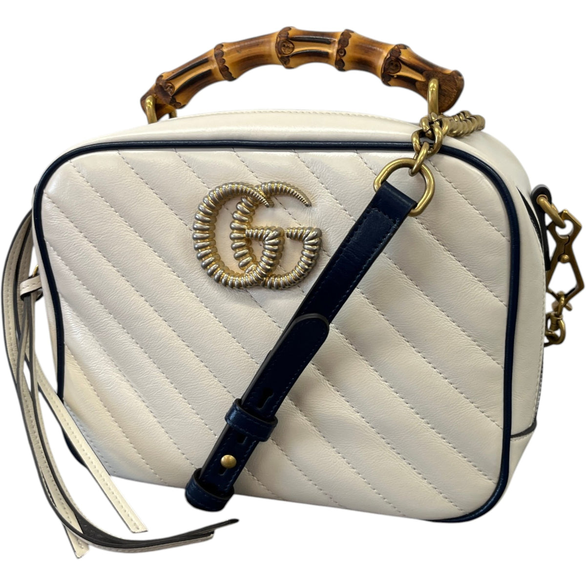 Women's Torchon Marmont Bamboo Handbag Cream - Photo 5