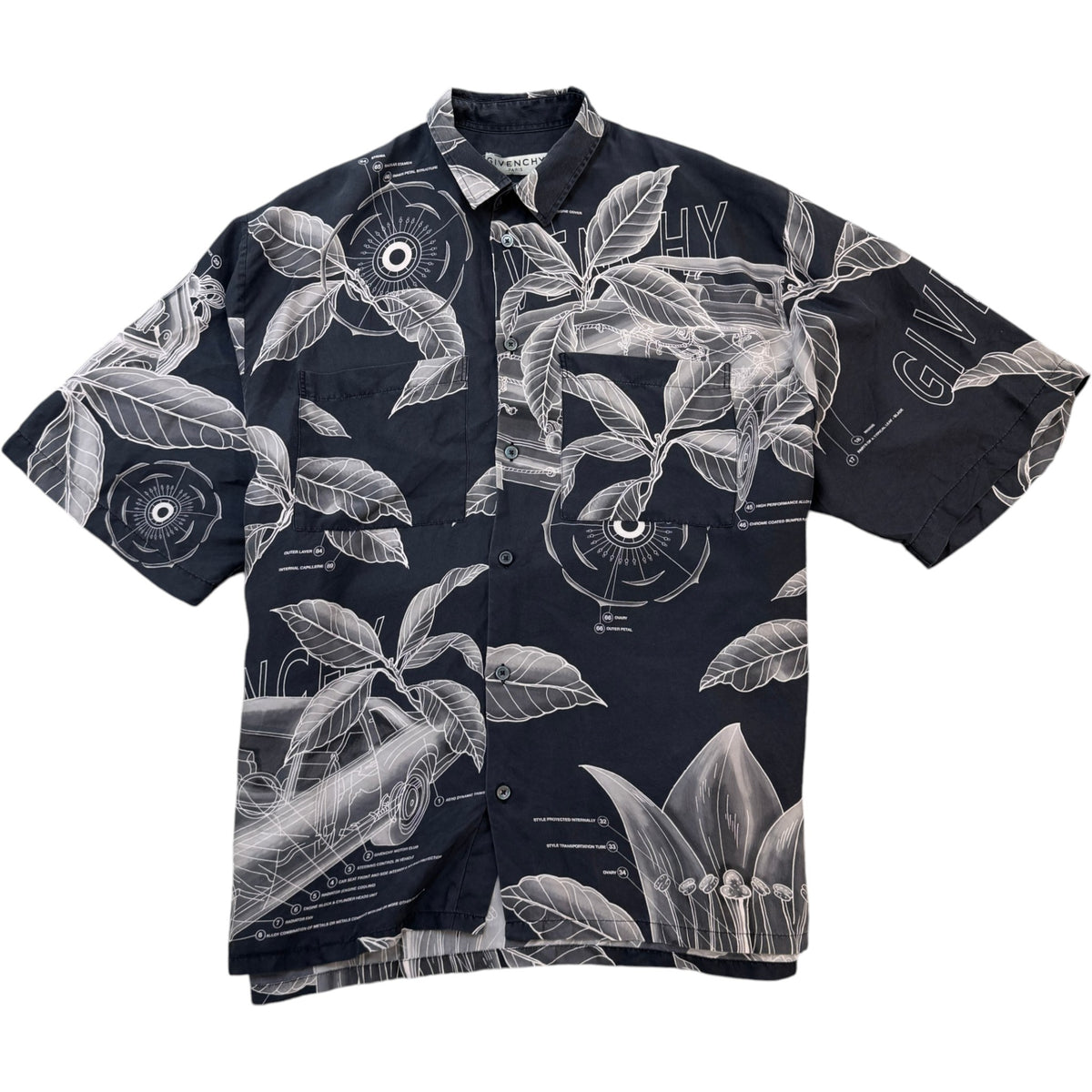 Men's Floral Schematics Shirt Grey Size S - Photo 1