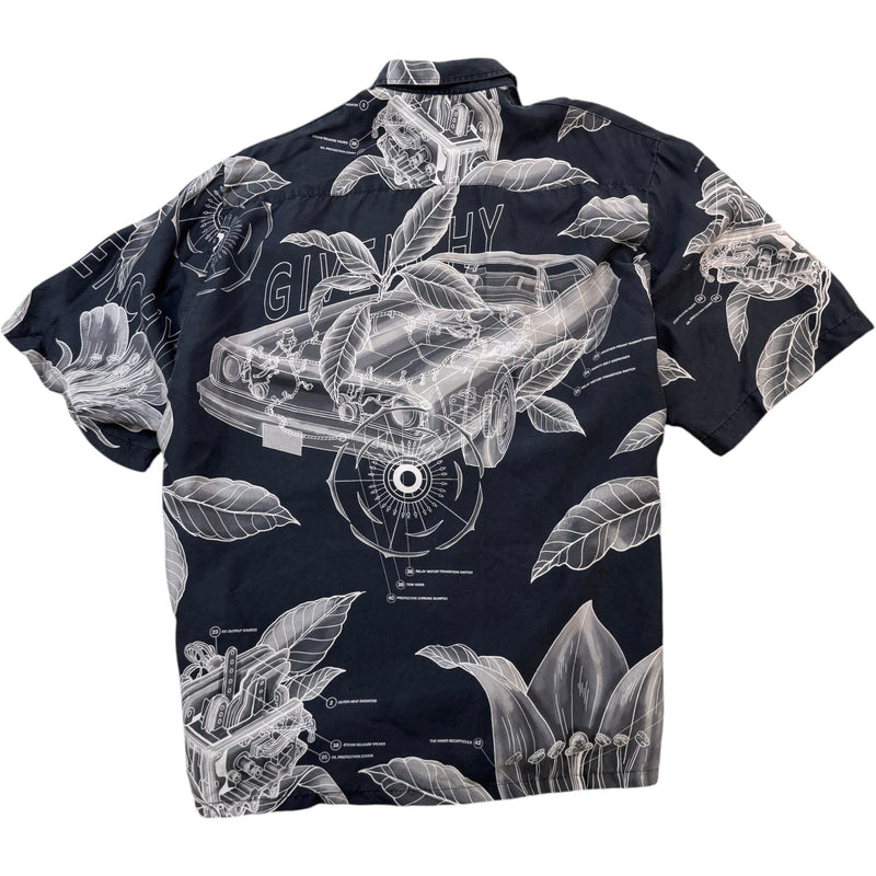 Men's Floral Schematics Shirt Grey Size S