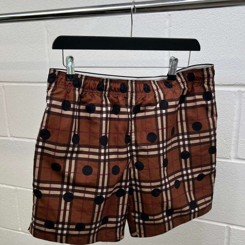 Men's Guildes Polka Dot Check Swim Shorts Brown Size M