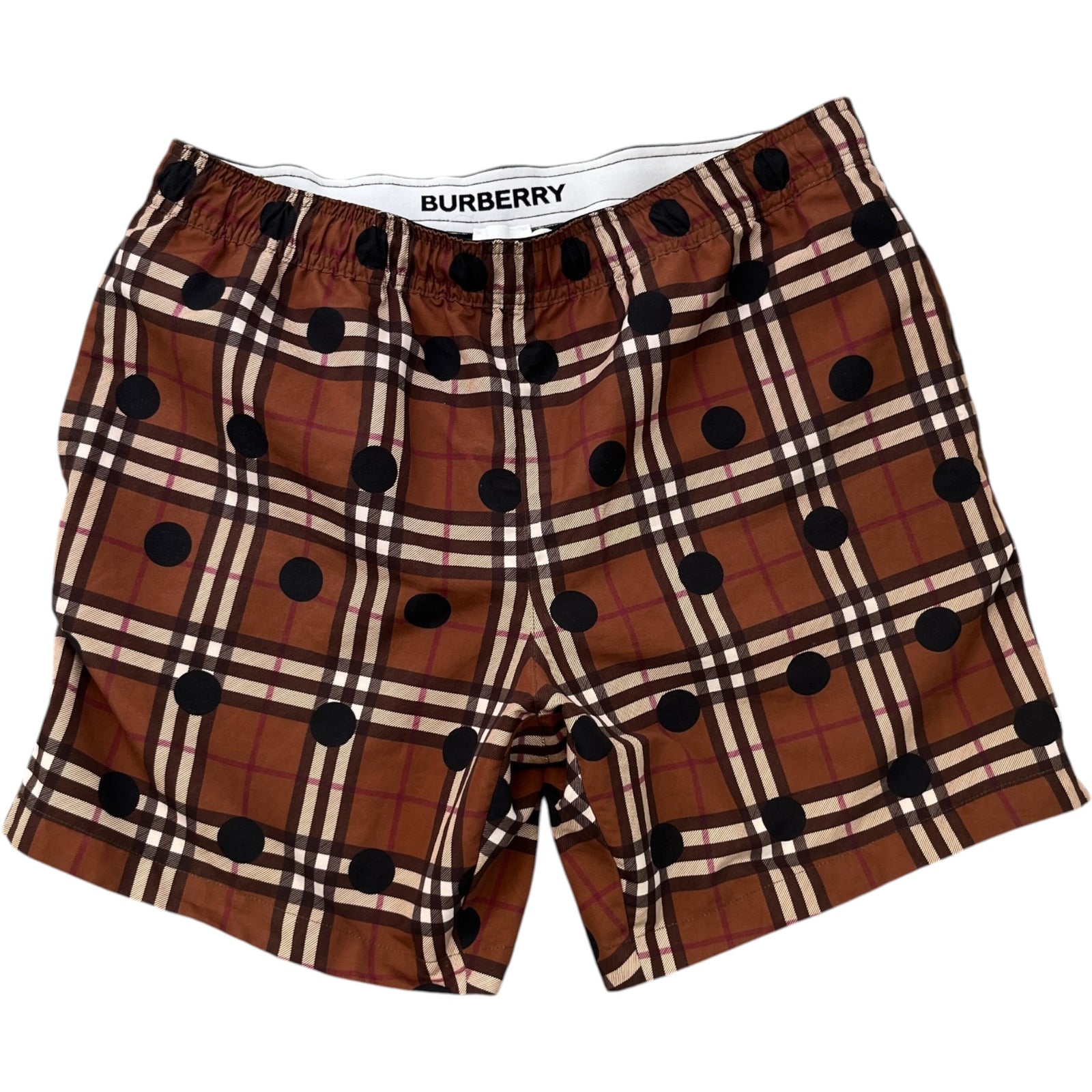 Men's Guildes Polka Dot Check Swim Shorts Brown Size M - Photo 1