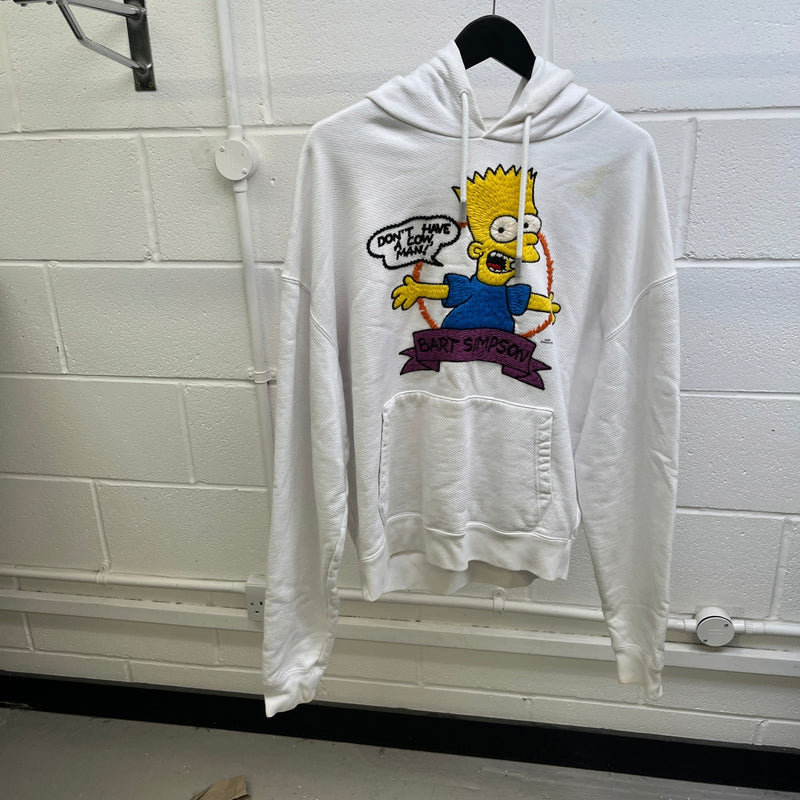 Men's Bart Simpson Hoodie White Size L