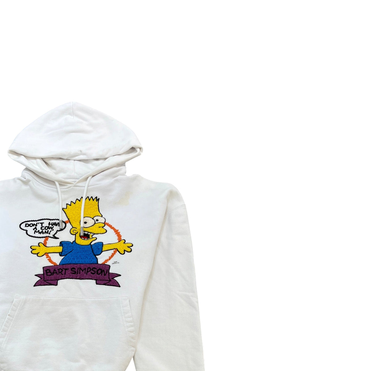 Men's Bart Simpson Hoodie White Size L - Photo 3