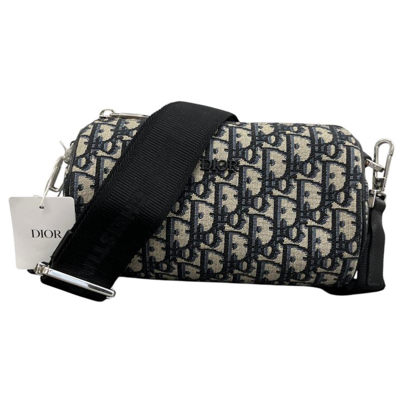 Men's Oblique Jacquard Roller Messenger Bag Navy