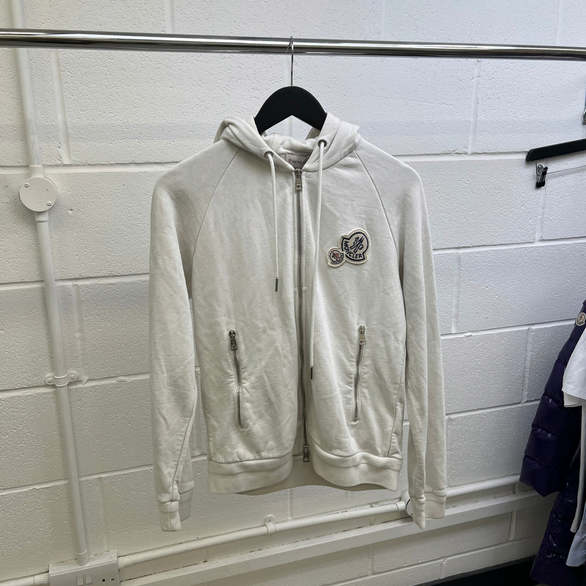 Men's Maglia Double Patch Logo Hoodie White Size M - Photo 8