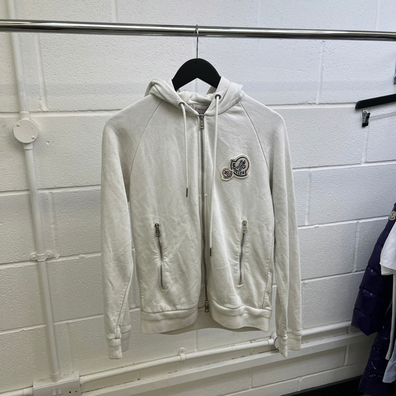 Men's Maglia Double Patch Logo Hoodie White Size M