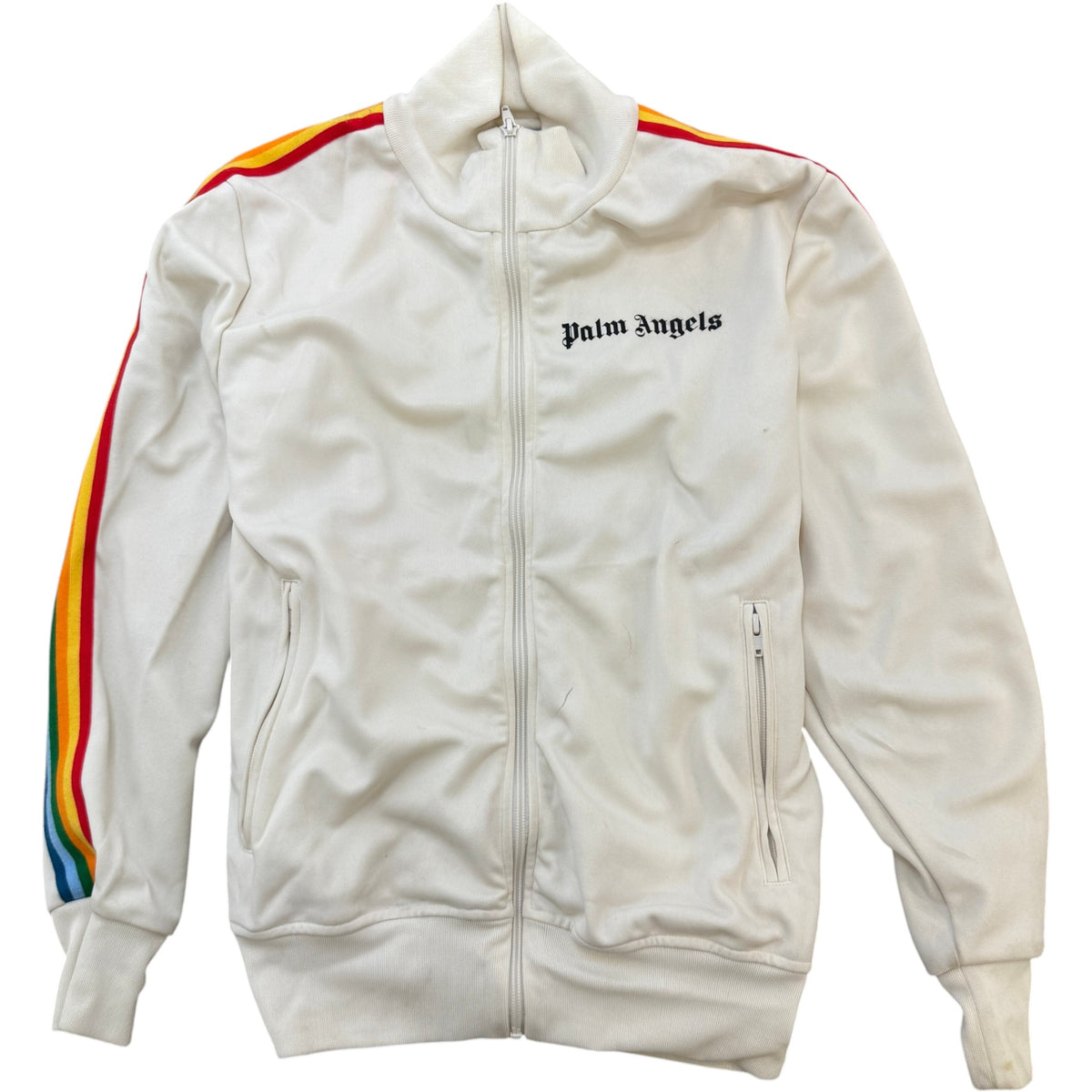Men's Logo Print Track Jacket Cream Size M - Photo 1
