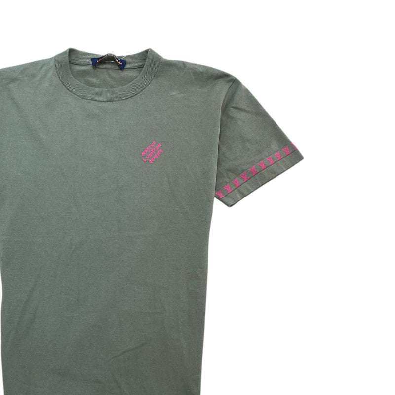Men's Embroidered Logo T-Shirt Green Size S