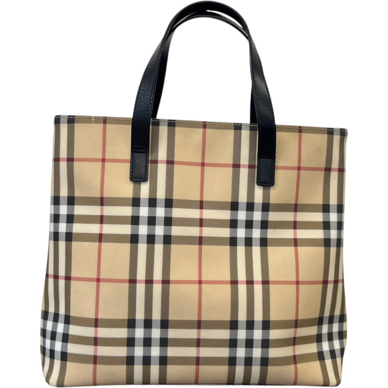 Women's House Check Tote Handbag Beige