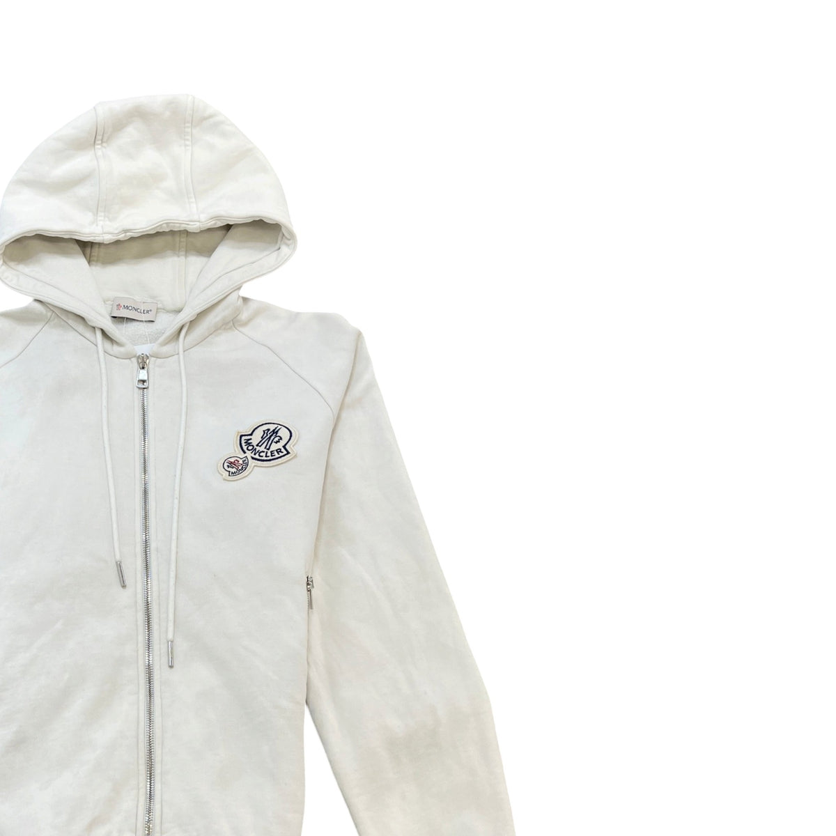 Men's Maglia Double Patch Logo Hoodie White Size M - Photo 3
