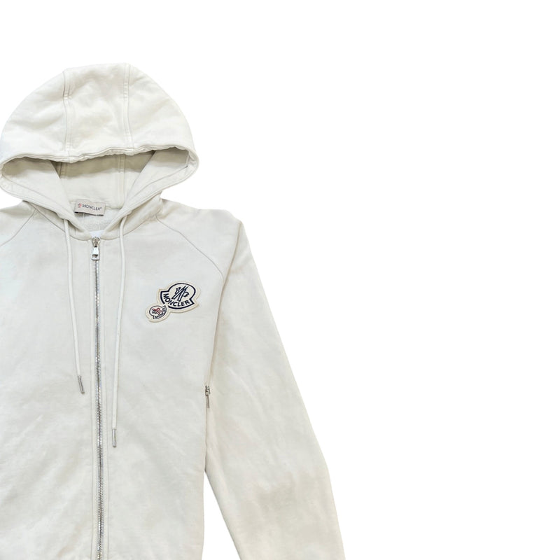 Men's Maglia Double Patch Logo Hoodie White Size M