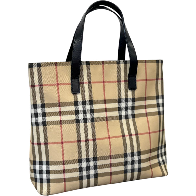 Women's House Check Tote Handbag Beige