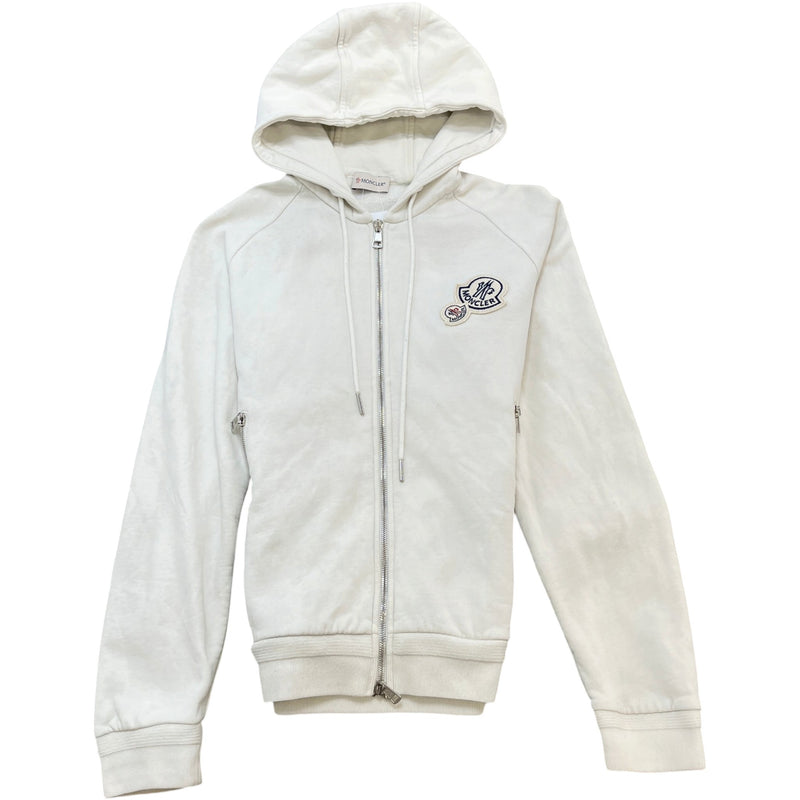 Men's Maglia Double Patch Logo Hoodie White Size M