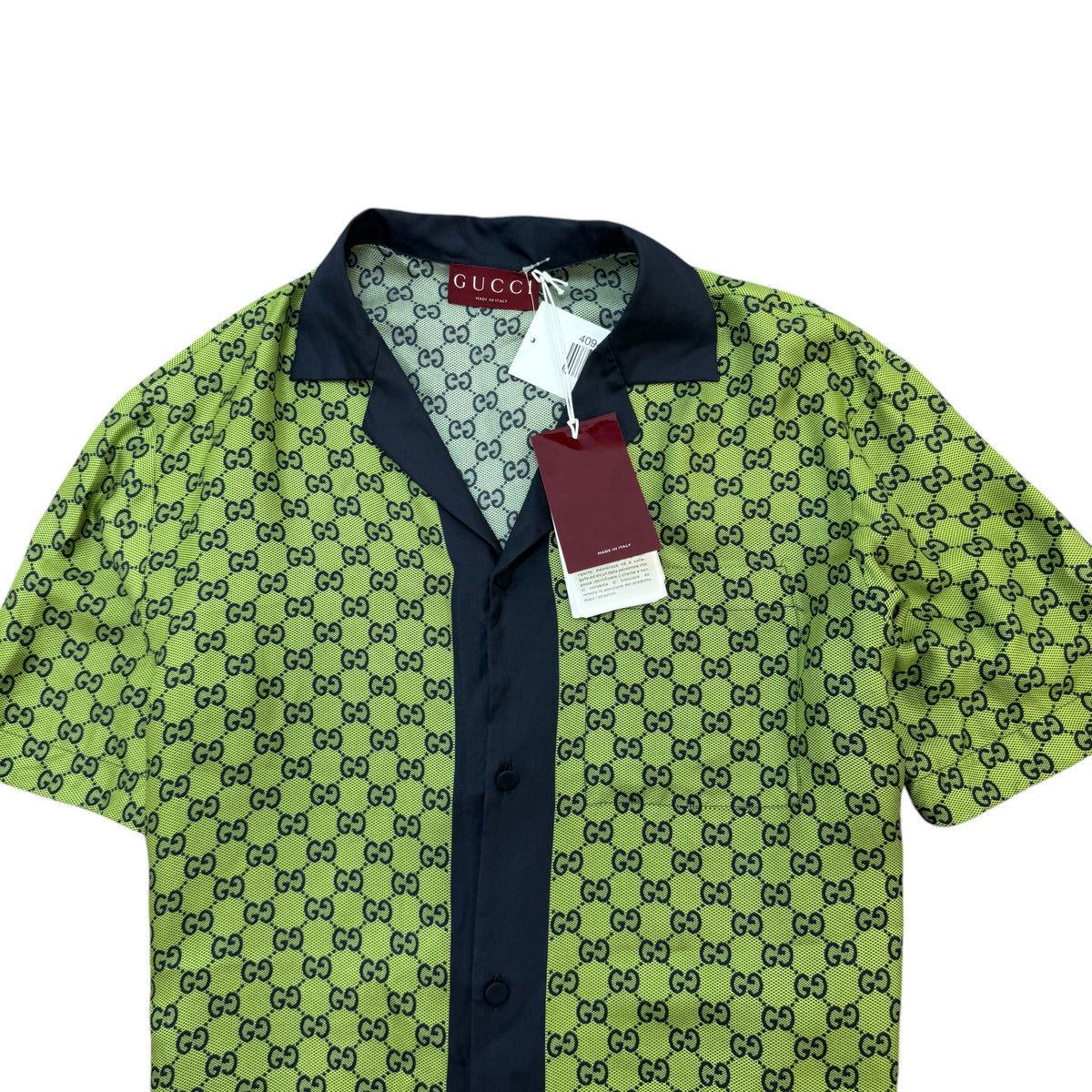 Men's GG Monogram Bowling Shirt Green Size 3XL - Photo 3