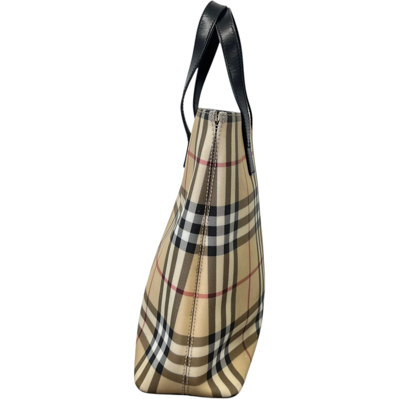 Women's House Check Tote Handbag Beige